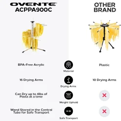 Alternative view of OVENTE 1.2 lb Collapsible Pasta Drying Rack, BPA-Free Acrylic Rods, for Homemade Noodles ACPPA900C