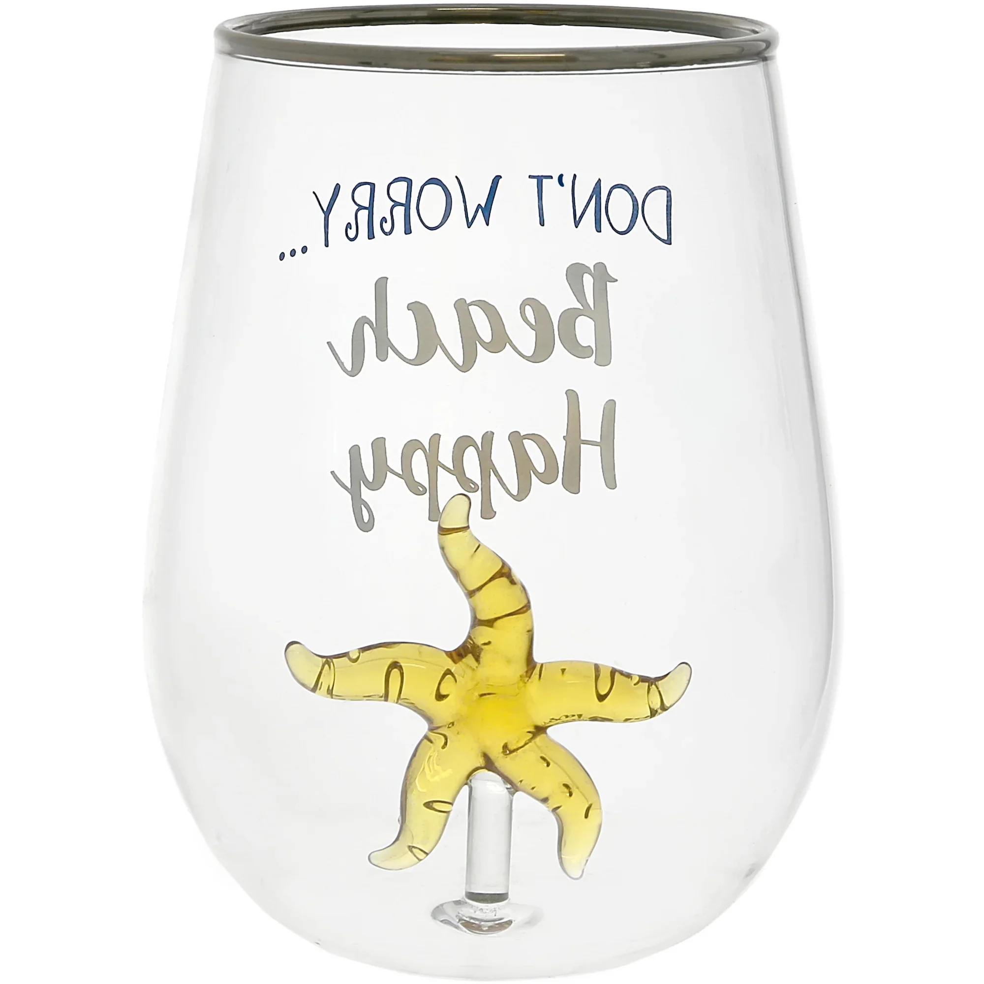 Beach Happy – Starfish 19 oz. Stemless Wine Glass with 3-D Figurine - Image 8