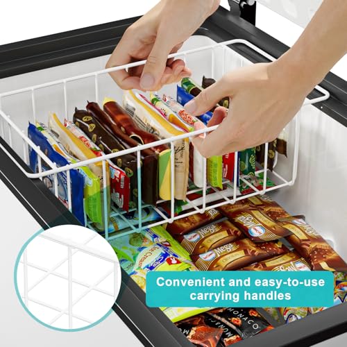 Freezer Wire Baskets, Kitchen Storage Organizer Bins for Chest and Upright Freezer, Refrigerator Dividers Containers with Handles – Pearl White (3) - Image 3