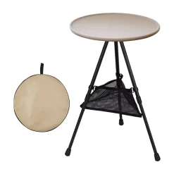 Alternative view of folding desk,Foldable Picnic Table Camping Folding Table,Outdoor Round Table Small Tea Coffee Table,Lightweight Beach Table Patio Dining Side Table,Fishing Tent Garden Table with Mesh Pocket