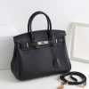 KAMUGO Leather Handbag for Women , Ladies Shoulder Bag Fashion Classic Lychee Pattern First Layer Cowhide Top Handle Satchel – black