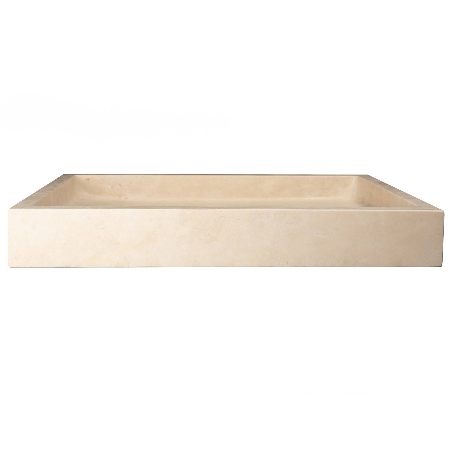 Eden Bath Rectangular Infinity Pool Sink – Honed Beige Travertine - Image 8