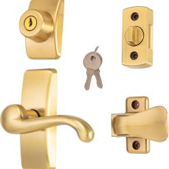 Ideal Security Door Lever with Deadbolt Lock for Storm and Screen Doors, Satin Gold