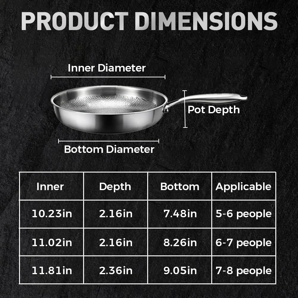 Titanium Hammered Pan Pro with Lid, 2025 New Multifunctional Ultra-Durable Scratch-Resistant Non Stick, 12 Pure Titaniums Pro Pans for Cook, Titanium Frying Pan for All Stovetops (11.81in, With Lid) - Image 7