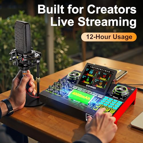 Podcast Microphone Bundle with Live Sound Card Audio Mixer, Podcast Equipment Bundle with 3.5mm Condenser Microphone for Pc/Phone Live Streaming Singing Gaming, Sound Board with Voice Changer, Denoise - Image 10
