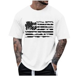 Mens American Flag Patriotic Shirt Distressed Short Sleeve Independence Day Shirt Graphic Tees Men