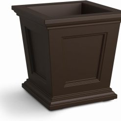 Alternative view of Mayne Fairfield 16in Square Planter – Espresso – Durable Self Watering Resnin Planter (5887-ES)